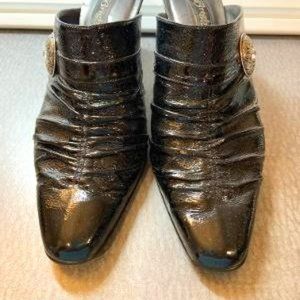 Brighton Ladies Black Patent Leather Mule Size 9.5